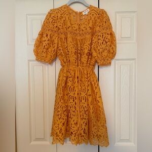 VICI (Just Me Brand) Women's Mustard Yellow Eyelet Lace Dress